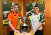 11 March 2013; At the quarter-final draw for the FAI Junior Cup with Aviva and Umbro, which take place on Saturday 23rd and Sunday 24th of March, are Paddy Brophy, left, St Kevin's Boys, Dublin, and Lee Murphy, Sheriff YC, Dublin, who meet in the quarter-final. Aviva Umbro FAI Junior Cup Quarter-Finals Photocall, Aviva Stadium, Lansdowne Road, Dublin. Picture credit: Brendan Moran / SPORTSFILE