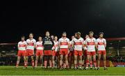 9 March 2013; The Derry team stand for the National Anthem. Allianz Football League, Division 2, Derry v Armagh, Celtic Park, Derry. Picture credit: Oliver McVeigh / SPORTSFILE