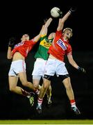 13 March 2013; Shaun Keane, Kerry, in action against Tom Clancy, left, and Ian Maguire, Cork. Cadbury Munster GAA Football Under 21 Championship, Quarter-Final, Cork v Kerry, Pairc Ui Rinn, Cork. Picture credit: Matt Browne / SPORTSFILE