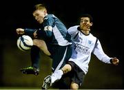 13 March 2013; Robert Gaul, Dublin City University, in action against Jordan Conroy, Dublin IT. UMBRO CUFL Premier Final, Dublin City University v Dublin IT, Frank Cooke Park, Tolka Rovers FC, Dublin. Picture credit: David Maher / SPORTSFILE