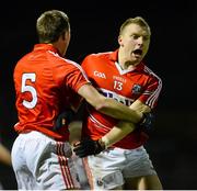 13 March 2013; Cork's Brian Hurley, left, and TJ Brosnan celebrate at the final whistle. Cadbury Munster GAA Football Under 21 Championship, Quarter-Final, Cork v Kerry, Pairc Ui Rinn, Cork. Picture credit: Matt Browne / SPORTSFILE