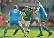 16 March 2013; Jamie Heaslip, Ireland, is tackled by Sergio Parisse, right, Italy. RBS Six Nations Rugby Championship, Italy v Ireland, Stadio Olimpico, Rome, Italy. Picture credit: Brendan Moran / SPORTSFILE