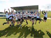 16 March 2013; The Queen's University, Belfast, players celebrate with the O'Connor Cup. O'Connor Cup Final, Queen's University, Belfast, v Dublin City University, Waterford IT, Waterford. Picture credit: Matt Browne / SPORTSFILE