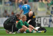 16 March 2013; Luke Marshall, Ireland, is attended to by team doctor Dr. Eanna Falvey, right, and team physio James Allen. RBS Six Nations Rugby Championship, Italy v Ireland, Stadio Olimpico, Rome, Italy. Picture credit: Brendan Moran / SPORTSFILE