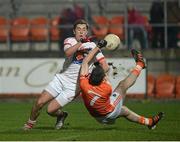 16 March 2013; Andy McDonnell, Louth, in action against Anto Duffy, Armagh. Allianz Football League, Division 2, Armagh v Louth, Athletic Grounds, Armagh. Picture credit: Oliver McVeigh / SPORTSFILE