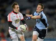 16 March 2013; Mark Donnelly, Tyrone, in action against Declan O'Mahony, Dublin. Allianz Football League, Division 1, Dublin v Tyrone, Croke Park, Dublin. Picture credit: Ray McManus / SPORTSFILE