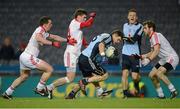 16 March 2013; Kevin McManamon, Dublin, in action against Aidan McCrory, left, Patrick McNiece and Ronan MvcNamee, right, Tyrone. Allianz Football League, Division 1, Dublin v Tyrone, Croke Park, Dublin. Picture credit: Ray McManus / SPORTSFILE