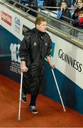 16 March 2013; Dublin's Ciarán Kilkenny, who went off injured in the early stages, makes his way out to watch the second half.  Allianz Football League, Division 1, Dublin v Tyrone, Croke Park, Dublin. Picture credit: Ray McManus / SPORTSFILE