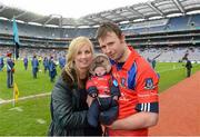 17 March 2013; Richard Murray, St. Thomas', with his wife Nora Murray and their 3 week old son Gerard after the match. AIB GAA Hurling All-Ireland Senior Club Championship Final, Kilcormac-Killoughey, Offaly v St. Thomas', Galway. Croke Park, Dublin. Picture credit: Brian Lawless / SPORTSFILE