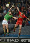 17 March 2013; Cathal McHugh, St Brigid's, in action against Enda Dolan, Ballymun Kickhams. AIB GAA Football All-Ireland Senior Club Championship Final, Ballymun Kickhams, Dublin, v St Brigid's, Roscommon. Croke Park, Dublin. Picture credit: Ray McManus / SPORTSFILE