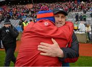 17 March 2013; St. Thomas' manager John Burke, right, is congratulated following his side's victory. AIB GAA Hurling All-Ireland Senior Club Championship Final, Kilcormac-Killoughey, Offaly, v St. Thomas', Galway. Croke Park, Dublin. Picture credit: Stephen McCarthy / SPORTSFILE
