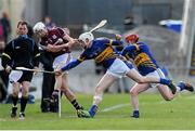 18 March 2013; Andrew Smith, Galway, in action against Brendan Maher and Shane Bourke, Tipperary. Allianz Hurling League Division 1A, Galway v Tipperary, Pearse Stadium, Galway. Picture credit: Ray Ryan / SPORTSFILE