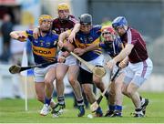 18 March 2013; Davy Glennon and Damian Hayes, Galway, in action against Padraic Maher, Conor O' Brien and Michael Cahill, Tipperary. Allianz Hurling League Division 1A, Galway v Tipperary, Pearse Stadium, Galway. Picture credit: Ray Ryan / SPORTSFILE