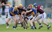 18 March 2013; Davy Glennon and Damian Hayes, Galway, in action against Padraic Maher, Conor O' Brien and Michael Cahill, Tipperary. Allianz Hurling League Division 1A, Galway v Tipperary, Pearse Stadium, Galway. Picture credit: Ray Ryan / SPORTSFILE