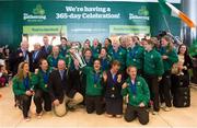 18 March 2013; The Ireland squad with the RBS Women's Six Nations Championship trophy on their arrival home from the Women's 6 Nations Rugby Championship. Terminal 2, Dublin Airport, Dublin. Picture credit: Brendan Moran / SPORTSFILE