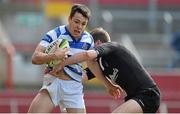 18 March 2013; Rory Parata, Rockwell College, is tackled by James Frawley, Crescent College Comprehensive. Munster Schools Senior Cup Final, Crescent College Comprehensive v Rockwell College, Thomond Park, Limerick. Picture credit: Diarmuid Greene / SPORTSFILE
