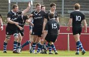 18 March 2013; Diarmuid Dee, third from left, Crescent College Comprehensive, is congratulated by team-mates after scoring a try. Munster Schools Senior Cup Final, Crescent College Comprehensive v Rockwell College, Thomond Park, Limerick. Picture credit: Diarmuid Greene / SPORTSFILE