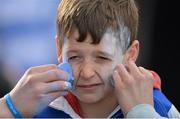 18 March 2013; Blackrock College supporter Jack Deegan, age 11, from Dundrum, Dublin, has his face painted ahead of the game. Powerade Leinster Schools Senior Cup Final, Blackrock College v St. Michael's College. RDS, Ballsbridge, Dublin. Picture credit: Stephen McCarthy / SPORTSFILE