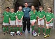 19 March 2013; Republic of Ireland captain Robbie Keane was unveiled as ambassador for the McDonald's FAI Future Football programme, a brand new partnership to support grassroots football clubs and enhance the work they do at a local level. Over 4,000 boys and girls, under 8, under 9, and under 10, from 83 clubs across Ireland are expected to participate in the new initiative this year, which includes free coach education workshops, Fun Days, and football competitions. At the launch is Robbie Keane, with children from Pope John Paul II National School, Malahide, from left, Sam Zeleke, Brian McManus, Andrea Roche, Ugne Toniuskinaite, Odran Monaghan, and Cliona Fitzpatrick. McDonald’s FAI Launch of Future Football, Malahide Castle, Dublin. Picture credit: Brian Lawless / SPORTSFILE