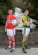 19 March 2013; Cork’s Donncha O’Connor and Kerry’s Shane Enright were in Ballydesmond today at the Cork/Kerry border as part of the GAA’s promotion of the Allianz Leagues. On Sunday 24th March, Kerry welcome Cork to Austin Stack Park in Round 6 of the Allianz Football League, Division 1. Pictured are Donncha O’Connor, Cork, left, and Shane Enright, Kerry. Allianz GAA Regional Media Day, Ballydesmond, Co. Cork. Picture credit: Diarmuid Greene / SPORTSFILE