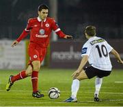 19 March 2013; Seamus Conneely, Sligo Rovers, in action against Keith Ward, Dundalk  Airtricity League Premier Division, Dundalk v Sligo Rovers, Oriel Park, Dundalk, Co. Louth. Picture credit: Oliver McVeigh / SPORTSFILE