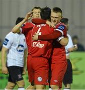 19 March 2013; Sligo Rovers' Gavin Peers celebrates with team-mate Lee Lynch after scoring his side's second goal. Airtricity League Premier Division, Dundalk v Sligo Rovers, Oriel Park, Dundalk, Co. Louth. Picture credit: Oliver McVeigh / SPORTSFILE