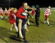 19 March 2013; Colleen Cavanagh, IT Sligo, celebrates with manager Emma Mullin after the game. WSCAI Premier Division Final, IT Sligo v University College Dublin, Eamon Deacy Park, Galway. Picture credit: Ray Ryan / SPORTSFILE