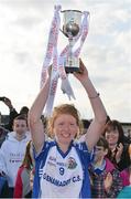 20 March 2013; Glenamaddy Community School captain Louise Ward lifts the cup after victory over St Paul's High School. Tesco HomeGrown Post Primary School Junior A Final, Glenamaddy Community School, Co. Galway v St Paul's High School, Co. Armagh, Glenamaddy GAA Club, Galway. Picture credit: Diarmuid Greene / SPORTSFILE