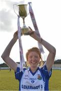 20 March 2013; Glenamaddy Community School captain Louise Ward lifts the cup after victory over St Paul's High School. Tesco HomeGrown Post Primary School Junior A Final, Glenamaddy Community School, Co. Galway v St Paul's High School, Co. Armagh, Glenamaddy GAA Club, Galway. Picture credit: Diarmuid Greene / SPORTSFILE