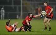 20 March 2013; Colm Maginn, Down, in action against Ethan Rafferty, Armagh. Cadbury Ulster GAA Football Under 21 Championship, Quarter-Final, Armagh v Down, Athletic Grounds, Armagh. Picture credit: Oliver McVeigh / SPORTSFILE