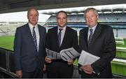 31 October 2017; Feargal McGill, GAA director of club player and games development, with George Cartwright, Chairman of the C.C.C.C., left, and Ard Stiúrthoir, Paraic Duffy during the GAA Fixtures Master Plan 2018 announcement at Croke Park, in Dublin. Photo by Eóin Noonan/Sportsfile