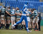21 March 2013; A pitch invader runs by the Castleknock College team at half time. Leinster Schools Senior Plate Final, Belvedere College SJ v Castleknock College, Donnybrook Stadium, Donnybrook, Dublin. Picture credit: Brian Lawless / SPORTSFILE