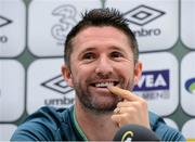21 March 2013; Republic of Ireland captain Robbie Keane during a press conference ahead of their side's 2014 FIFA World Cup, Group C, qualifier match against Sweden on Friday. Republic of Ireland Squad  Press Conference, Friends Arena, Solna, Stockholm, Sweden. Picture credit: David Maher / SPORTSFILE
