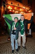 21 March 2013; Republic of Ireland supporters Patrick Foy, left, and David Grehan, both from Rahany, Dublin, in Stockholm ahead of their side's 2014 FIFA World Cup qualifier against Sweden on Friday. Stockholm, Sweden. Picture credit: David Maher / SPORTSFILE