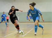 22 March 2013; Emma Curley, Athlone IT, in action against Sarah Clune, UCC. WSCAI National Futsal Plate final, Athlone IT v UCC, Gormanston College, Co. Meath. Photo by Sportsfile