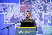 22 March 2013; Dublin Youth Forum Representative Dean Alford, Round Tower GAA Club, Clondalkin, speaking at the GAA Annual Congress 2013. The Venue, Limavady Road, Derry. Picture credit: Ray McManus / SPORTSFILE
