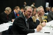 23 March 2013; Football Review Committee (FRC) Chairman Eugene McGee relaxes after the result of the voting on Motion 4, the potential introduction of a ' black card', was announced at the GAA Annual Congress 2013. The Venue, Limavady Road, Derry. Picture credit: Ray McManus / SPORTSFILE