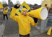 23 March 2013; Cormac Moore cheers on Ballinasloe during the pre-match cup tour ahead of the Aviva Umbro FAI Junior Cup Quarter-Final between Ballinasloe and Killbarrack. Ballinasloe, Co. Galway. Picture credit: Ray Ryan / SPORTSFILE