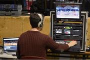 23 March 2013; A general view of the aertv.ie editing suite during their coverage of the game. Nivea Women’s SuperLeague Final, UL Huskies v DCU Mercy, National Basketball Arena, Tallaght, Dublin. Picture credit: Brendan Moran / SPORTSFILE