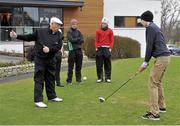 24 March 2013; Irish golfing legend Christy O’Connor Junior was on hand today to open the new Pro facilities at Edmondstown Golf Club. The club has invested in excess of €400,000 in its new Pro facilities which includes a 2,000 square feet Pro Shop and state of the art swing room. The opening included a tournament sponsored by Bill Sheehan & Sons and Mitsubishi Motors. Pictured at the launch with Christy O’Connor Junior are Edmondstown Golf Club Student Members, from left, Killian Buckley, hidden, Sean O'Regan, Alan Holmes and Ronan Buckley. Edmondstown Golf Club, Edmondstown Road, Rathfarnham, Dublin 16. Picture credit: Pat Murphy / SPORTSFILE