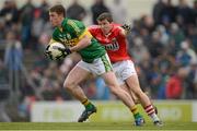 24 March 2013; Jonathan Lyne, Kerry, in action against Tomás Clancy, Cork. Allianz Football League, Division 1, Kerry v Cork, Austin Stack Park, Tralee, Co. Kerry. Picture credit: Brendan Moran / SPORTSFILE