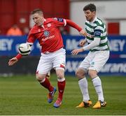 24 March 2013; Philly McMahon, Shelbourne, in action against Ken Oman, Shamrock Rovers. Airtricity League Premier Division, Shelbourne v Shamrock Rovers, Tolka Park, Dublin. Picture credit: David Maher / SPORTSFILE