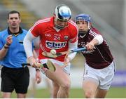 24 March 2013; Cathal Naughton, Cork, in action against Cyril Donnellan, Galway. Allianz Hurling League, Division 1, Galway v Cork, Pearse Stadium, Galway. Picture credit: Ray Ryan / SPORTSFILE