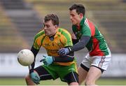 24 March 2013; Éamonn McGee, Donegal, in action against Jason Doherty, Mayo. Allianz Football League, Division 1, Mayo v Donegal, Elverys MacHale Park, Castlebar, Co. Mayo. Picture credit: Stephen McCarthy / SPORTSFILE