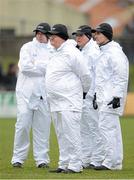 24 March 2013; Umpires, from left, Sean Walsh, Pat Lenehan, Ricky Whyte, and Colin McHugh, from St Mary GAA Club, Co. Meath, before the start of the game. Allianz Football League, Division 1, Kerry v Cork, Austin Stack Park, Tralee, Co. Kerry. Picture credit: Brendan Moran / SPORTSFILE