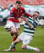 24 March 2013; Brian Shorthall, Shelbourne, in action against Gary McCabe, Shamrock Rovers. Airtricity League Premier Division, Shelbourne v Shamrock Rovers, Tolka Park, Dublin. Picture credit: David Maher / SPORTSFILE