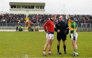 24 March 2013; Referee Cormac Reilly speaks to team captains Michael Shields, left, Cork and Kieran O'Leary, Kerry. Allianz Football League, Division 1, Kerry v Cork, Austin Stack Park, Tralee, Co. Kerry. Picture credit: Brendan Moran / SPORTSFILE