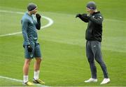 25 March 2013; Republic of Ireland's Stephen Kelly, left, and Kevin Doyle during squad training ahead of their side's 2014 FIFA World Cup, Group C, qualifier match against Austria on Tuesday. Republic of Ireland Squad Training, Aviva Stadium, Lansdowne Road, Dublin. Photo by Sportsfile