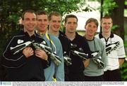 26 May 2003; Puma announced that it has signed an exclusive sponsorship agreement with six of Ireland's leading GAA Players. The announcement marks the first time that a sportswear company has delared that it has signed contracts with individual GAA players where they will benefit financially from the arrangement. The players involved in the agreement, are, from left, D.J Carey, Kilkenny, Dara O'Cinneide, Kerry, Michael Donnellan, Galway, Kieran McGeeney, Armagh, Trevor Giles, Meath and Henry Shefflin, Kilkenny. Picture credit; Brendan Moran / SPORTSFILE