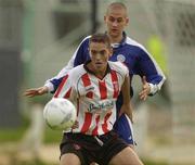 29 May 2003; Gary Beckett, Derry City, in action against David Breen, Waterford United. eircom league, Premier Division, Derry City v Waterford United, Brandywell, Derry. Soccer. Picture credit; David Maher / SPORTSFILE *EDI*